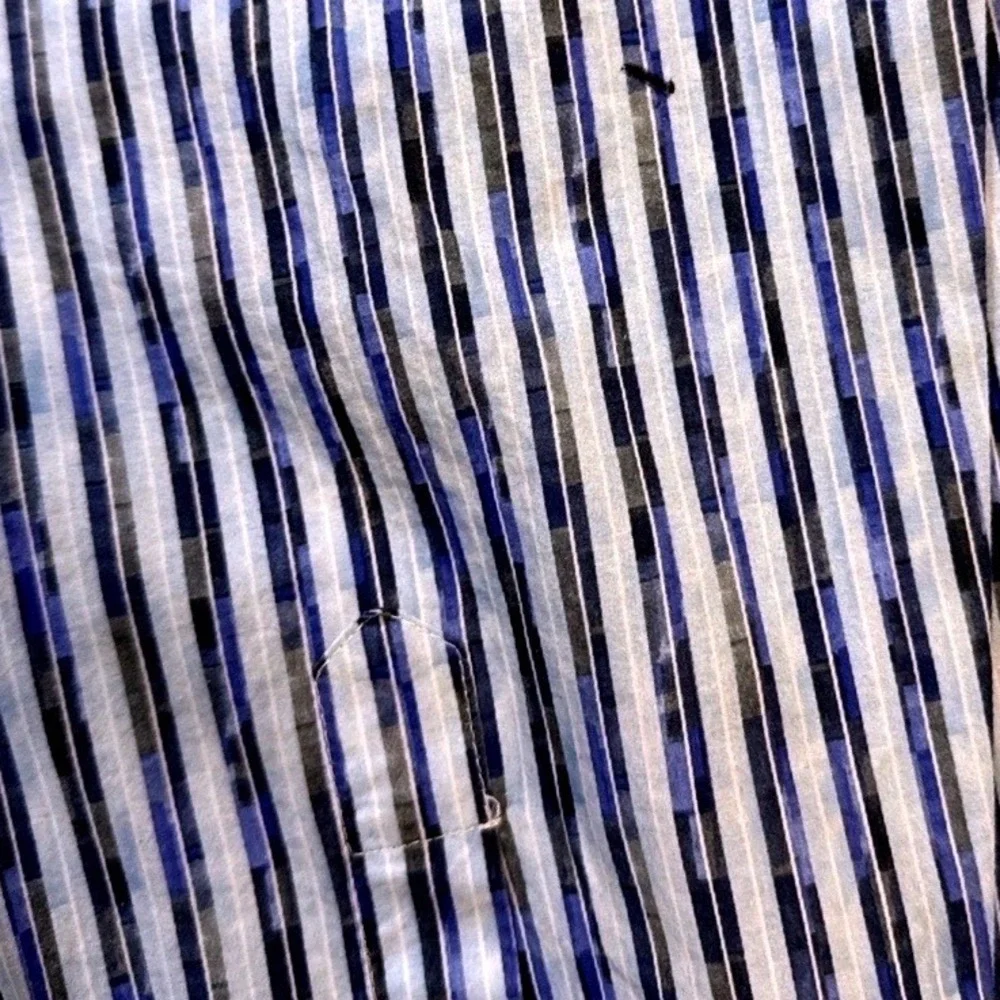 Bugatchi Shaped Fit Mens XL Blue Geometric Stripe Button Down Shirt Long Sleeve‎
